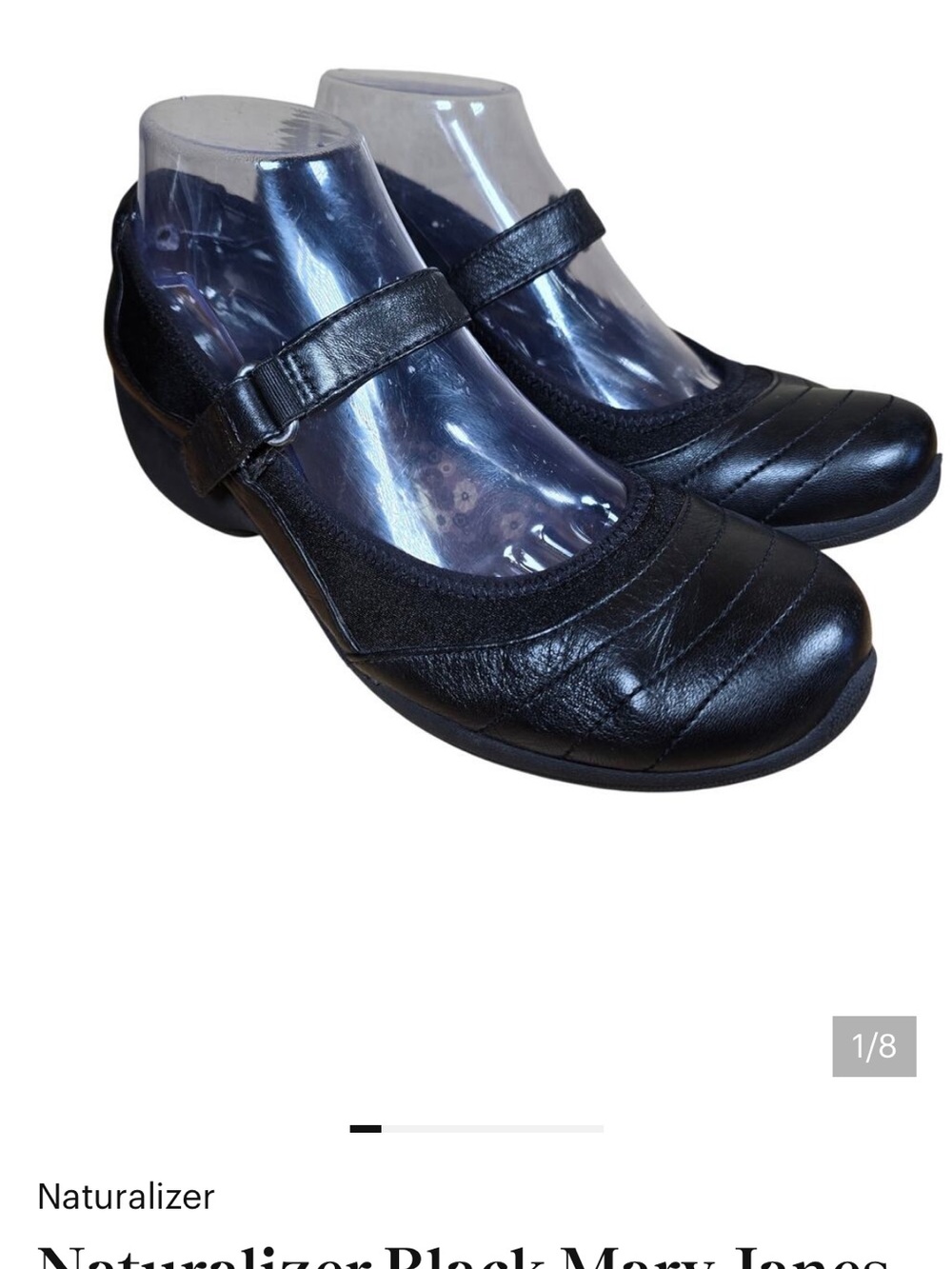 Naturalizer Black Mary Janes Leather Comfort Adjustable Retro Strap Cushioned